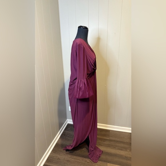 NWT Adrianna Papell Women's 14 Twist Front Jersey Gown 2/3 Bell Sleeves Zipper - Picture 4 of 11